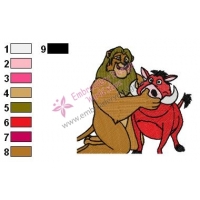 Pumbaa with Lion King Embroidery Design